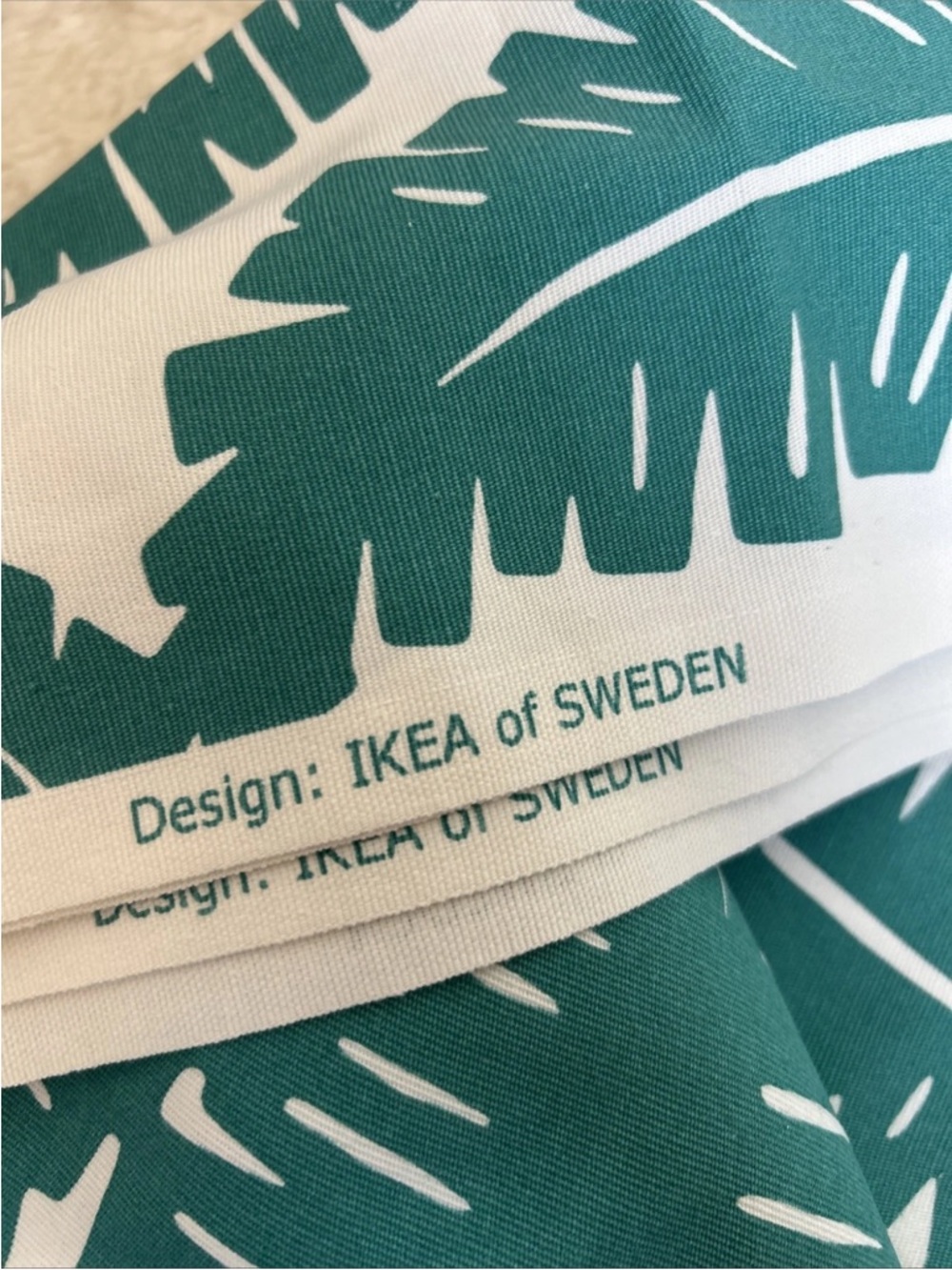 Ikea Ugglemott Green White Fern Fabric 2 Yards X 58” Wide Cotton Upholstery - Picture 2 of 2